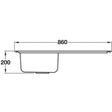 Häfele Veneto Inset Mount Single Bowl Kitchen Sink For 500mm Cabinet in Stainless Steel Satin 56782161 Dimension