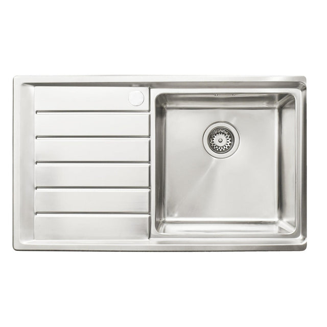 Häfele Veneto Inset Mount Single Bowl Kitchen Sink For 500mm Cabinet in Stainless Steel Satin 56782162