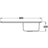 Häfele Veneto Inset Mount Single Bowl Kitchen Sink For 500mm Cabinet in Stainless Steel Satin Dimension
