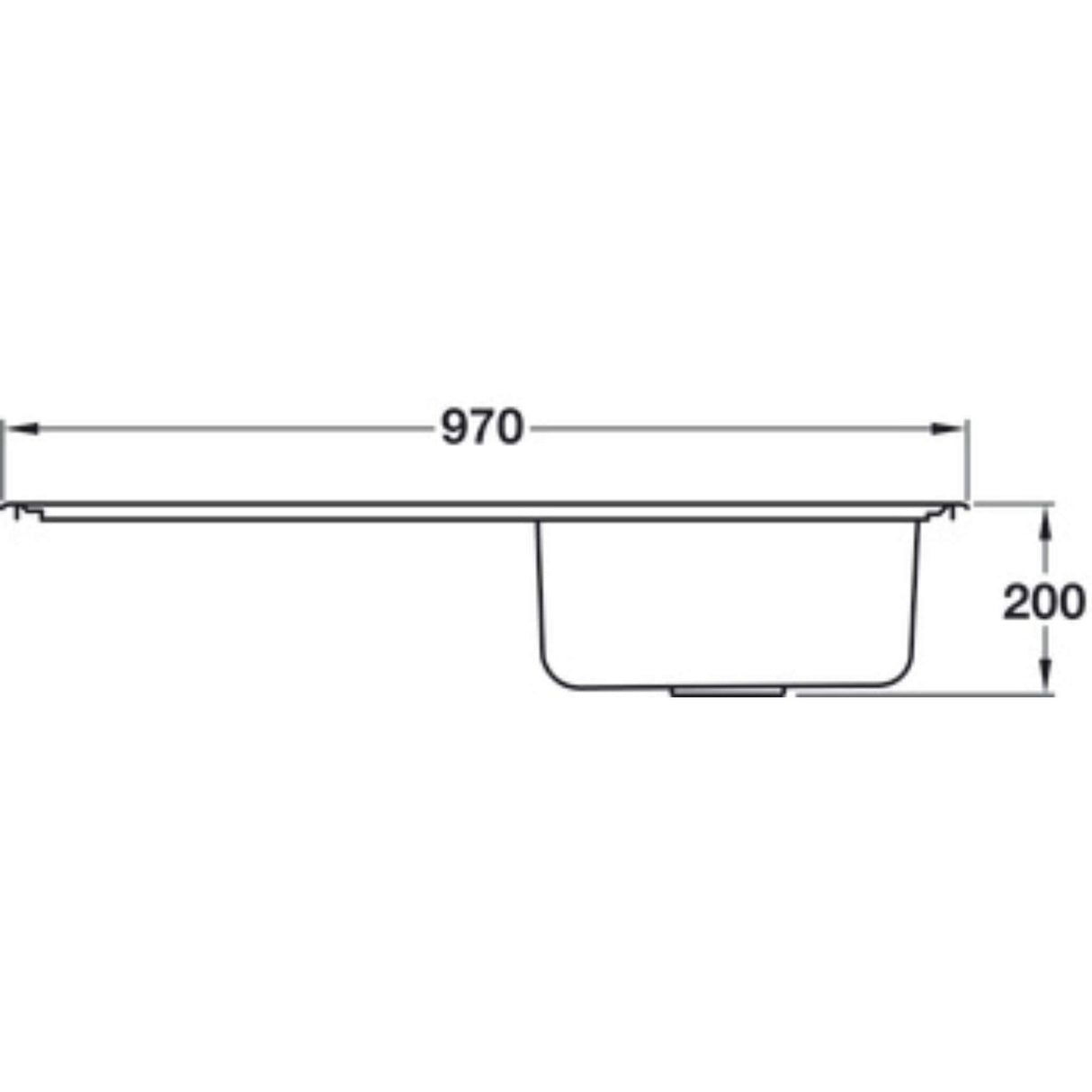 Häfele Veneto Inset Mount Sink For 500mm With Single Bowl And Drainer in Stainless Steel 56782152 Dimension