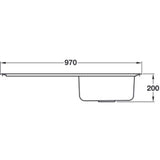 Häfele Veneto Inset Mount Sink For 500mm With Single Bowl And Drainer in Stainless Steel 56782152 Dimension