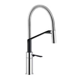 Nobili Heron Semi-Pro Pull Out Kitchen Tap in Chrome & Black-The Tap Collection