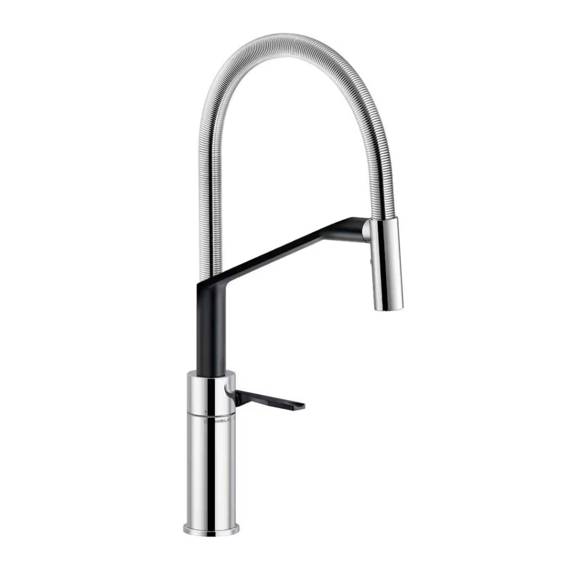 Nobili Heron Semi-Pro Pull Out Kitchen Tap in Chrome & Black-The Tap Collection