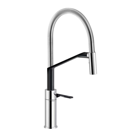 Nobili Heron Semi-Pro Pull Out Kitchen Tap in Chrome & Black-The Tap Collection