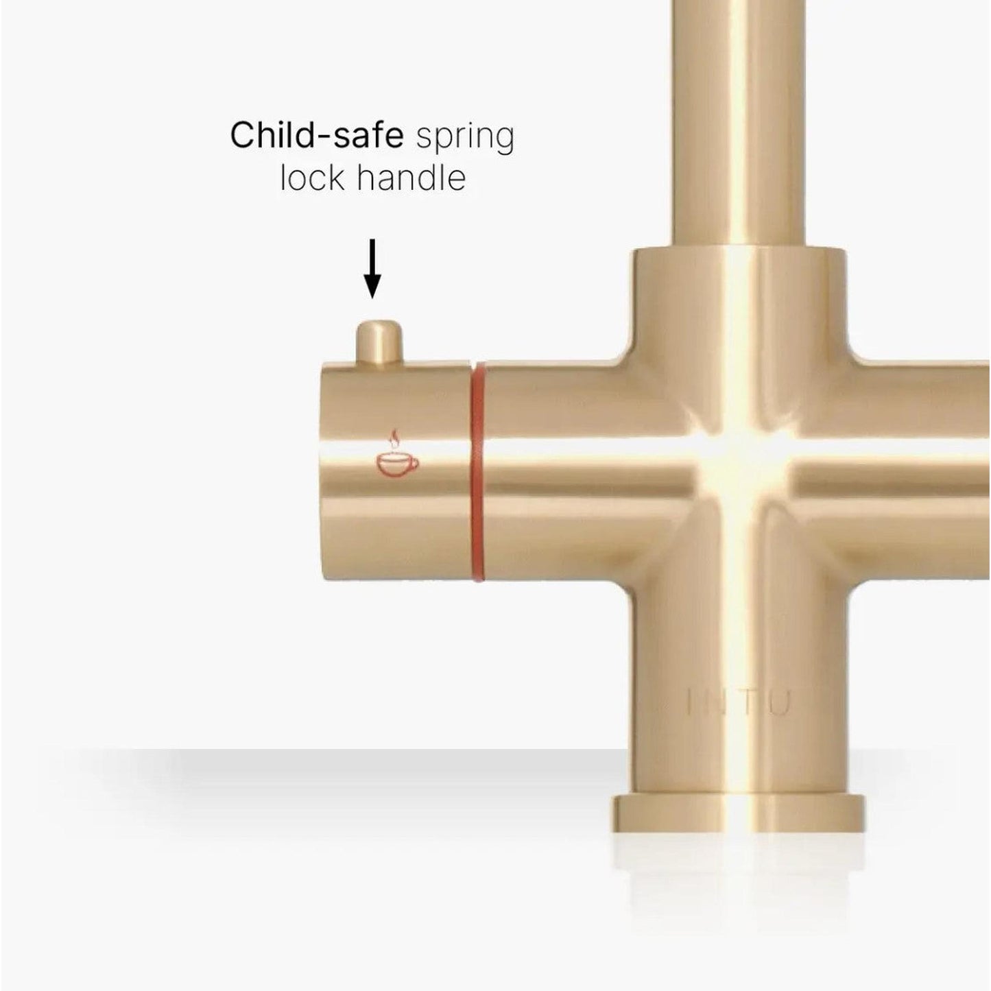 INTU 4OUR 4 in 1 Instant Boiling Water Kitchen Tap in Brushed Gold With Swan Neck and Nexus Tank-The Tap Collection