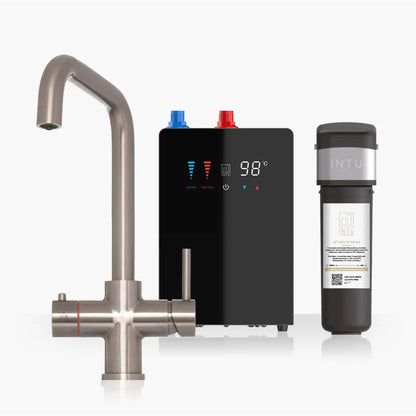 INTU 4OUR 4 in 1 Instant Boiling Water Kitchen Tap in Brushed Nickel With Square Neck and Nexus Tank-The Tap Collection