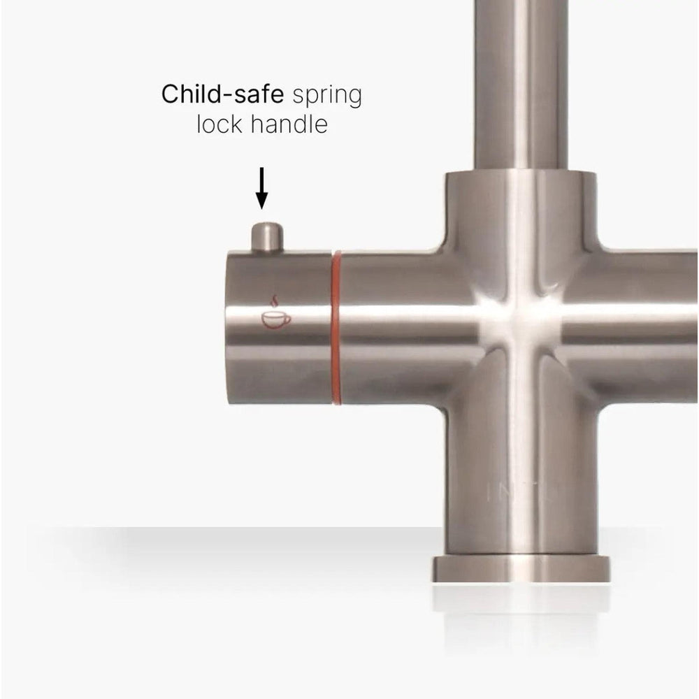 INTU 4OUR 4 in 1 Instant Boiling Water Kitchen Tap in Brushed Nickel With Square Neck and Nexus Tank-The Tap Collection