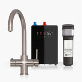 INTU 4OUR 4 in 1 Instant Boiling Water Kitchen Tap in Brushed Nickel With Swan Neck and Nexus Tank