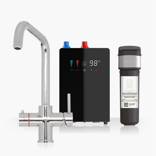 INTU 4OUR 4 in 1 Instant Boiling Water Kitchen Tap in Chrome With Square Neck and Nexus Tank-The Tap Collection
