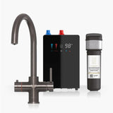 INTU 4OUR 4 in 1 Instant Boiling Water Kitchen Tap in Gunmetal With Swan Neck and Nexus Tank
