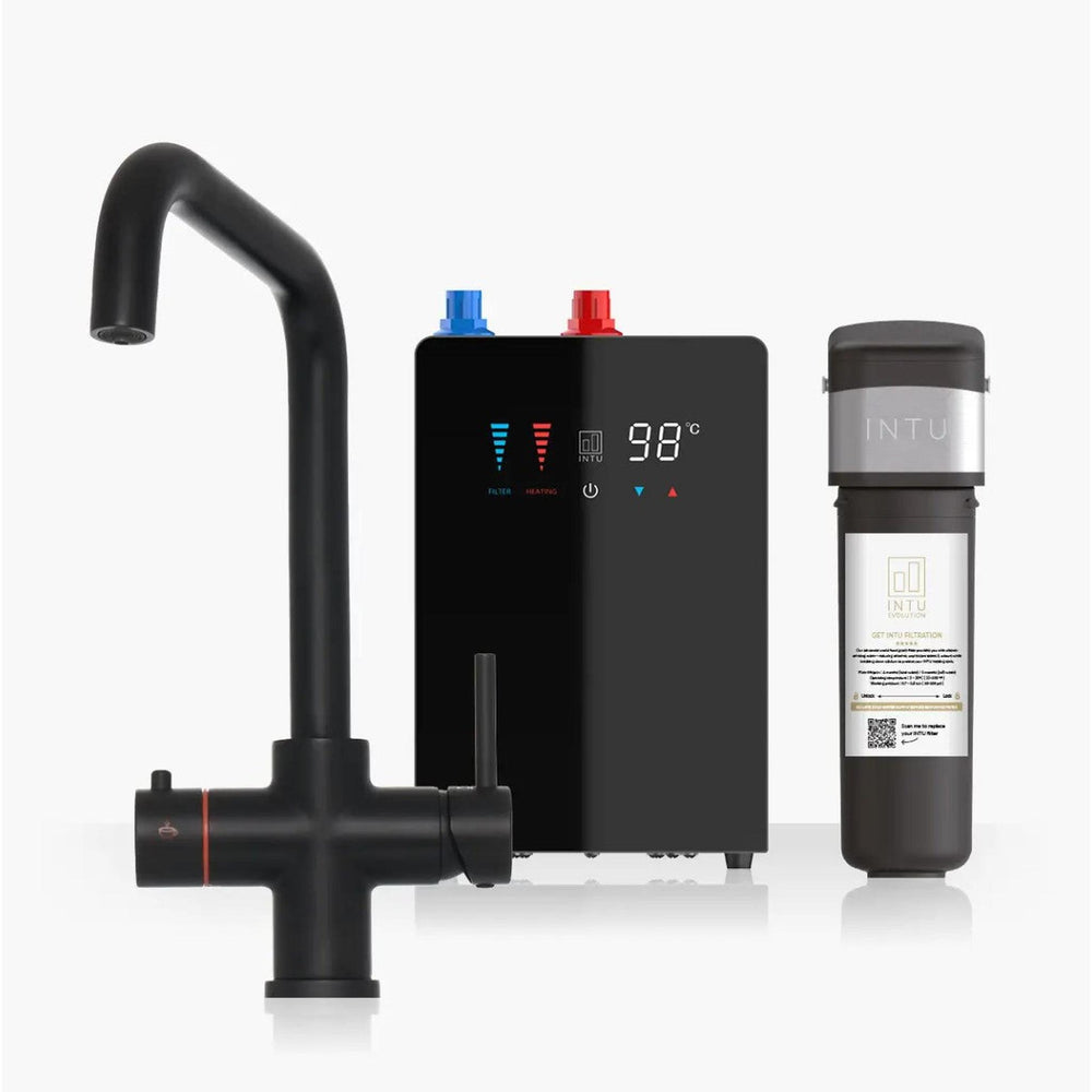 INTU 4OUR 4 in 1 Instant Boiling Water Kitchen Tap in Matt Black With Square Neck and Nexus Tank-The Tap Collection