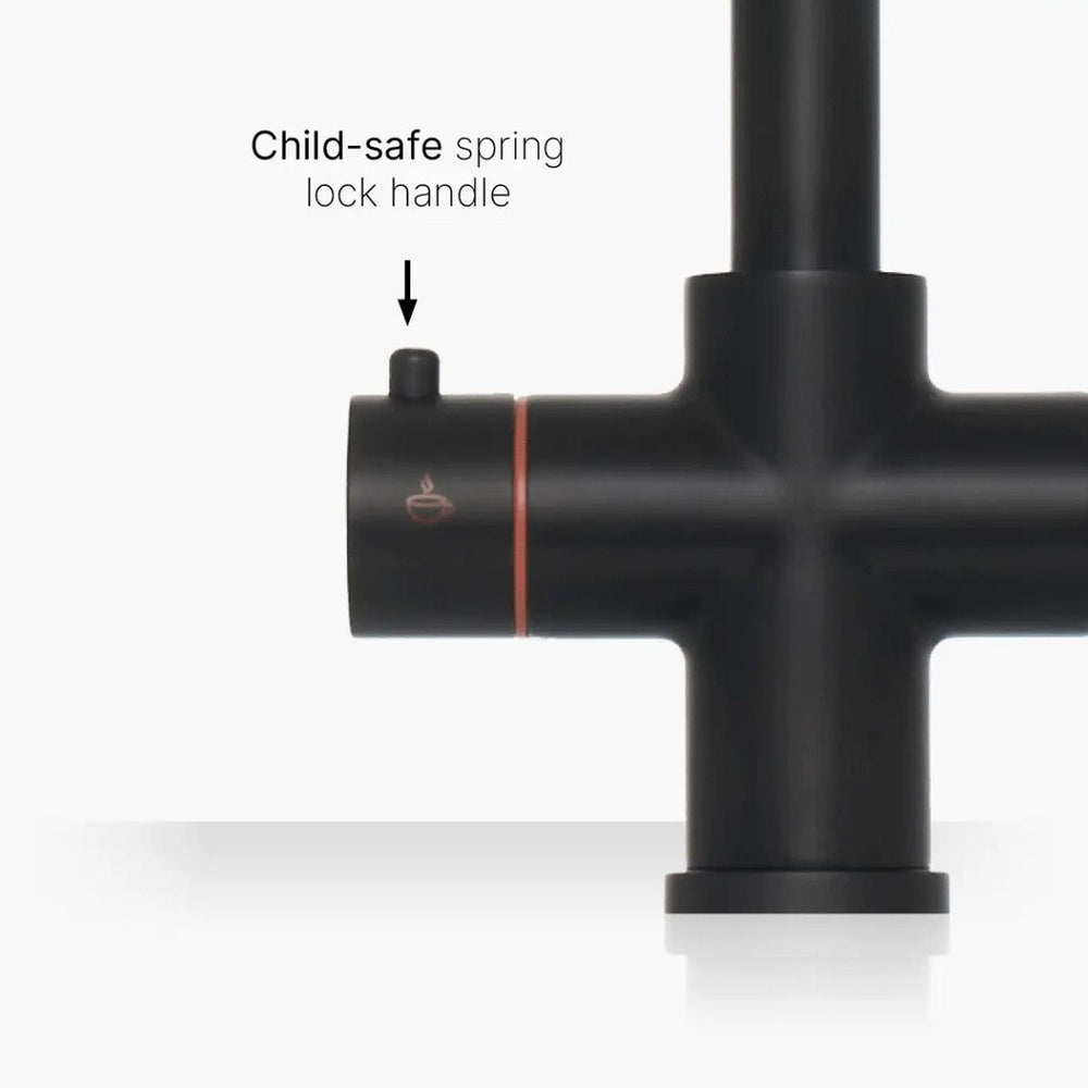 INTU 4OUR 4 in 1 Instant Boiling Water Kitchen Tap in Matt Black With Swan Neck and Nexus Tank-The Tap Collection