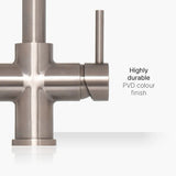 INTU Asprey 3 in 1 Instant Boiling Water Kitchen Tap in Brushed Nickel Handle