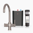 INTU Asprey 3 in 1 Instant Boiling Water Kitchen Tap in Brushed Nickel With Swan Neck and Solo Noir Tank-The Tap Collection