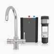 INTU Asprey 3 in 1 Instant Boiling Water Kitchen Tap in Chrome With Swan Neck and Solo Noir Tank