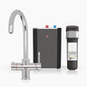 INTU Asprey 3 in 1 Instant Boiling Water Kitchen Tap in Chrome With Swan Neck and Solo Noir Tank