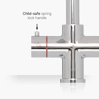 INTU Asprey 3 in 1 Instant Boiling Water Kitchen Tap in Chrome With Swan Neck and Solo Noir Tank-The Tap Collection
