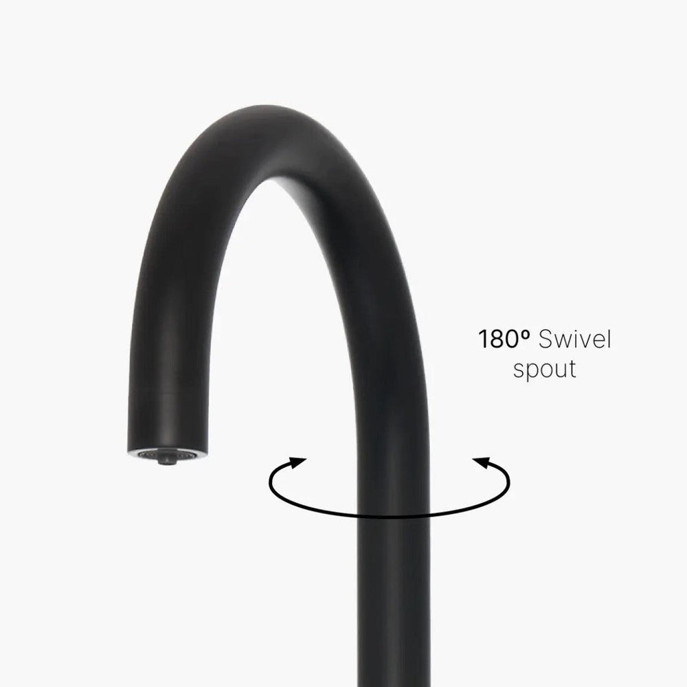 INTU Asprey 3 in 1 Instant Boiling Water Kitchen Tap in Matt Black With Swan Neck and Solo Noir Tank-The Tap Collection