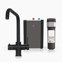 INTU Expression 3 in 1 Instant Boiling Water Kitchen Tap in Matt Black With Square Neck and Solo Noir Tank