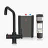 INTU Expression 3 in 1 Instant Boiling Water Kitchen Tap in Matt Black With Square Neck and Solo Noir Tank