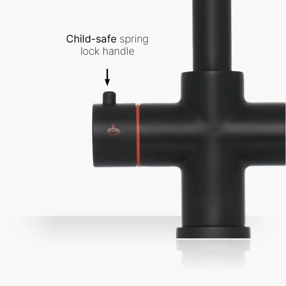 INTU Expression 3 in 1 Instant Boiling Water Kitchen Tap in Matt Black With Square Neck and Solo Noir Tank-The Tap Collection