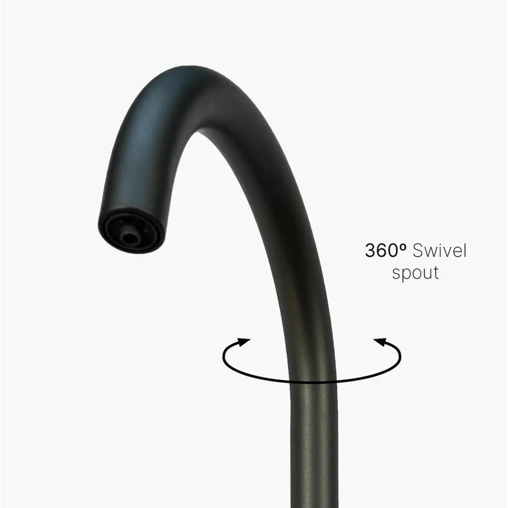 INTU Flair 3 in 1 Filtered Cold Water Kitchen Tap in Gunmetal With Swan Neck Swivel Rotation