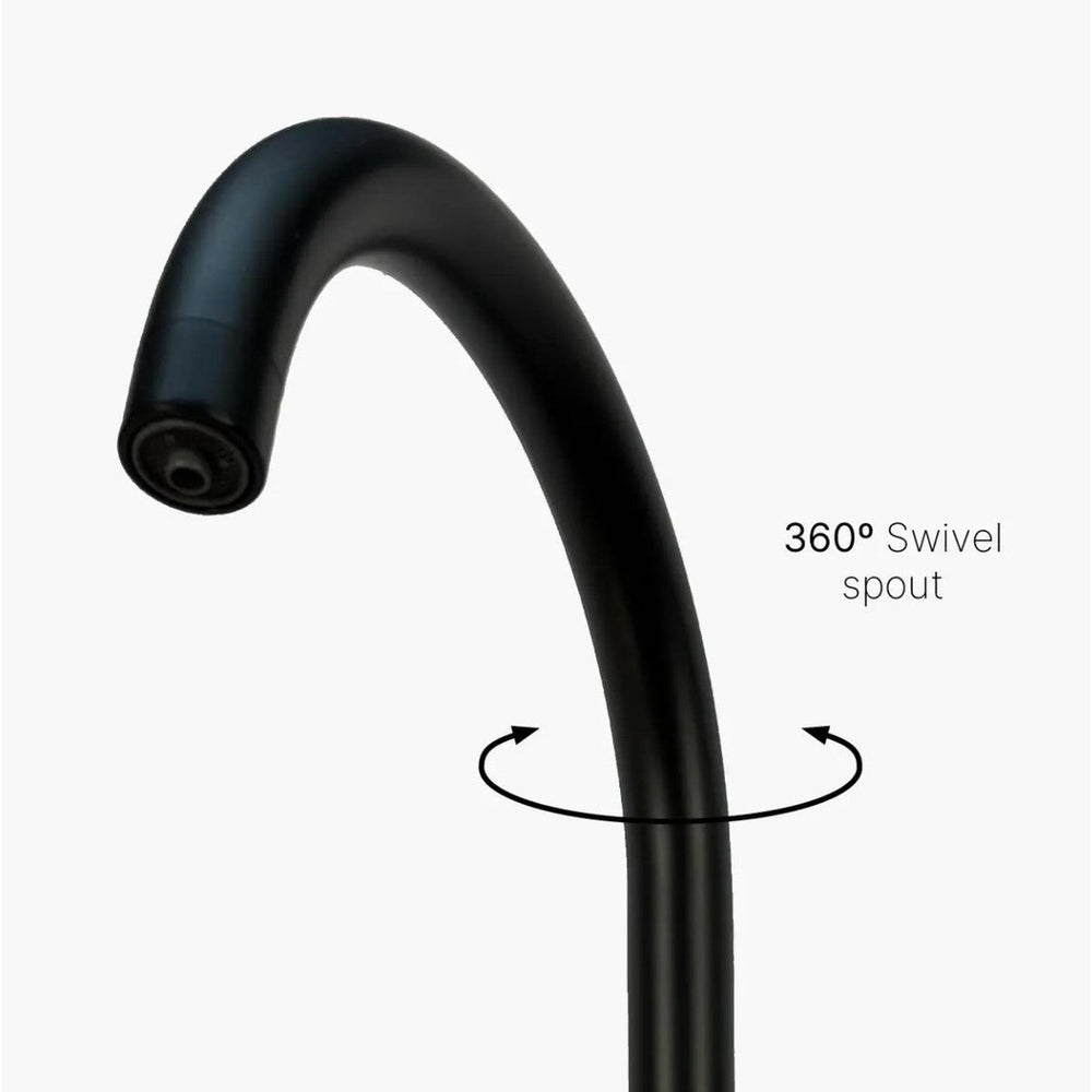 INTU Flair 3 in 1 Filtered Cold Water Kitchen Tap in Matt Black With Swan Neck-The Tap Collection