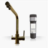 INTU Fusion 3 in 1 Filtered Cold Water Kitchen Tap in Brushed Gold With Square Neck-The Tap Collection