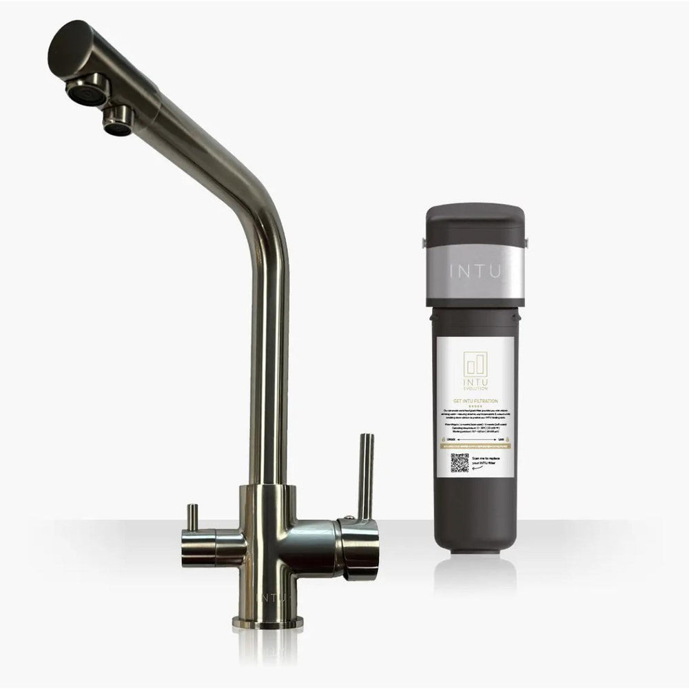 INTU Fusion 3 in 1 Filtered Cold Water Kitchen Tap in Brushed Nickel With Square Neck-The Tap Collection