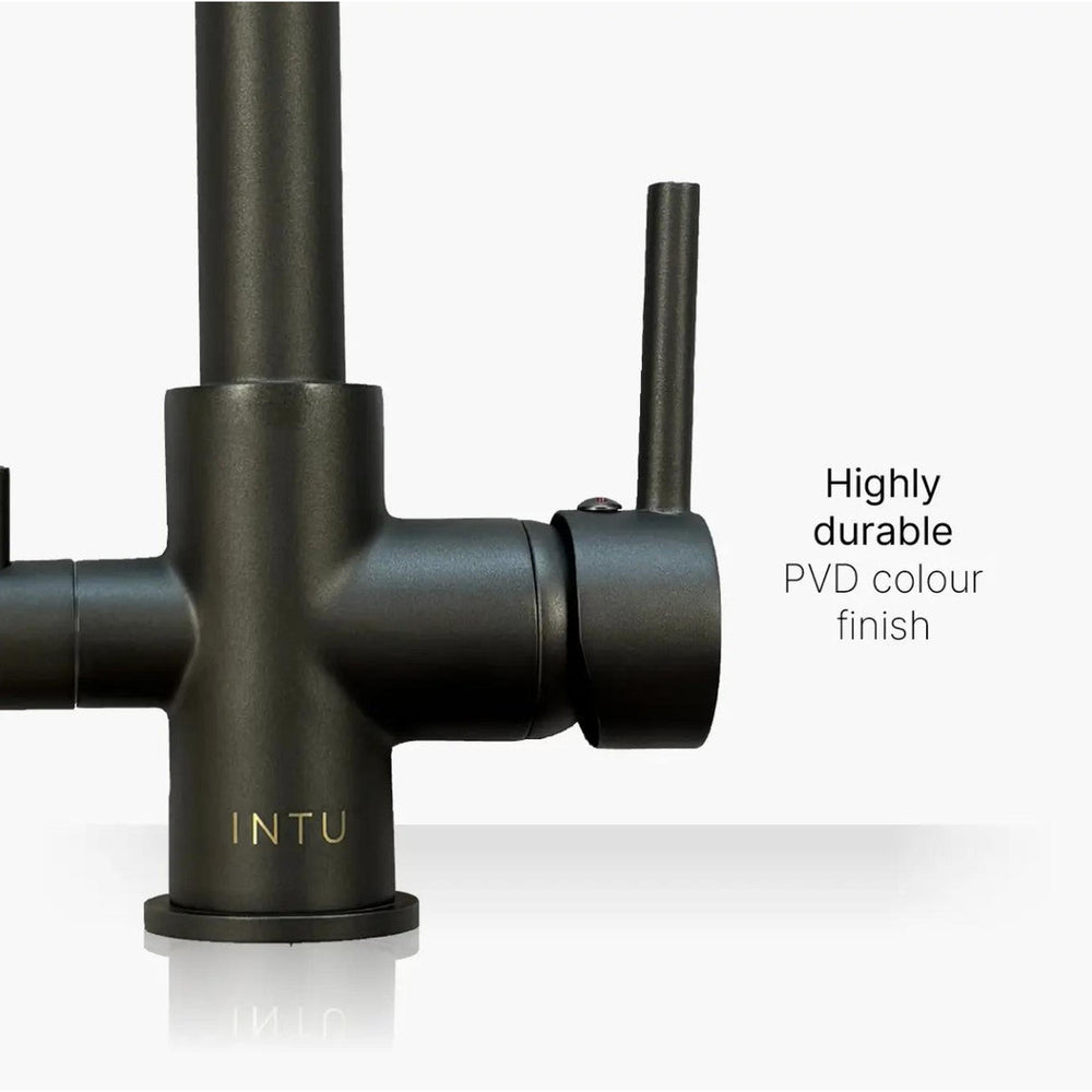 INTU Fusion 3 in 1 Filtered Cold Water Kitchen Tap in Gunmetal With Square Neck-The Tap Collection