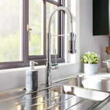 Rangemaster Pro Pull Out Kitchen Mixer Tap in Chrome with Single Lever & Industrial Style Flexible Spray Hose