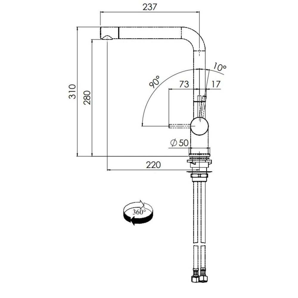 Nobili Live L Spout Kitchen Tap in Matt Black-The Tap Collection