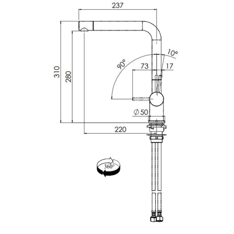 Nobili Live L Spout Kitchen Tap in Matt Black-The Tap Collection
