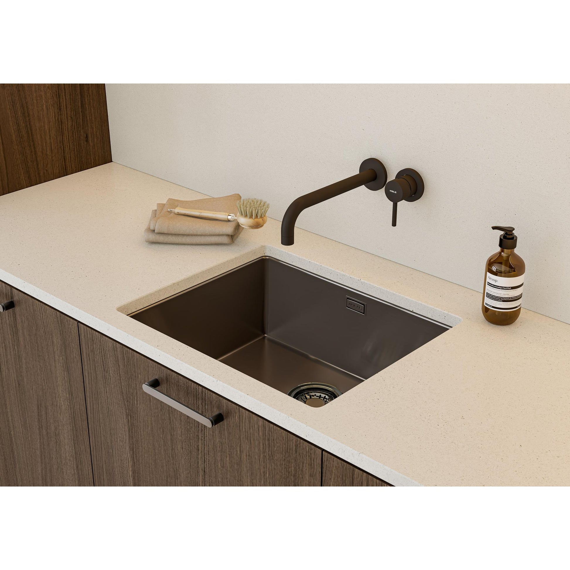 Nobili Live Wall Mounted Contemporary Kitchen Tap in Matt Black-The Tap Collection