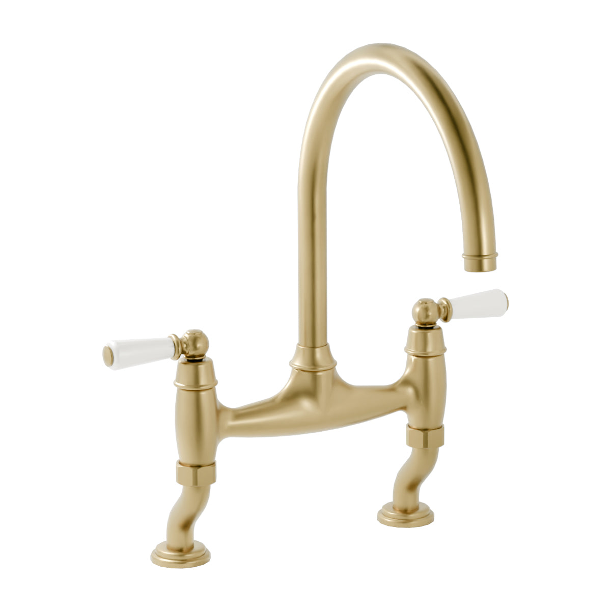 Bidbury & Co. Moreton Bridge Kitchen Mixer Tap with White Tipped Lever Handles & Regal Design