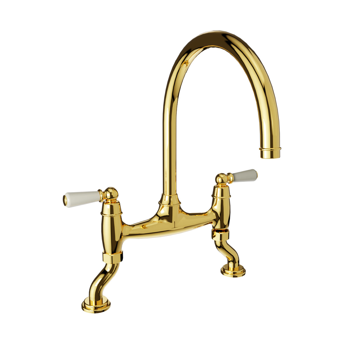 Bidbury & Co. Moreton Bridge Kitchen Mixer Tap with White Tipped Lever Handles & Regal Design
