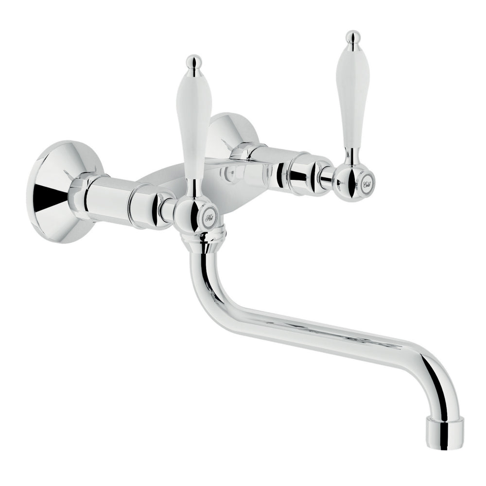 Nobili Antica Traditional Style Wall Mounted Dual Lever Kitchen Tap in Chrome