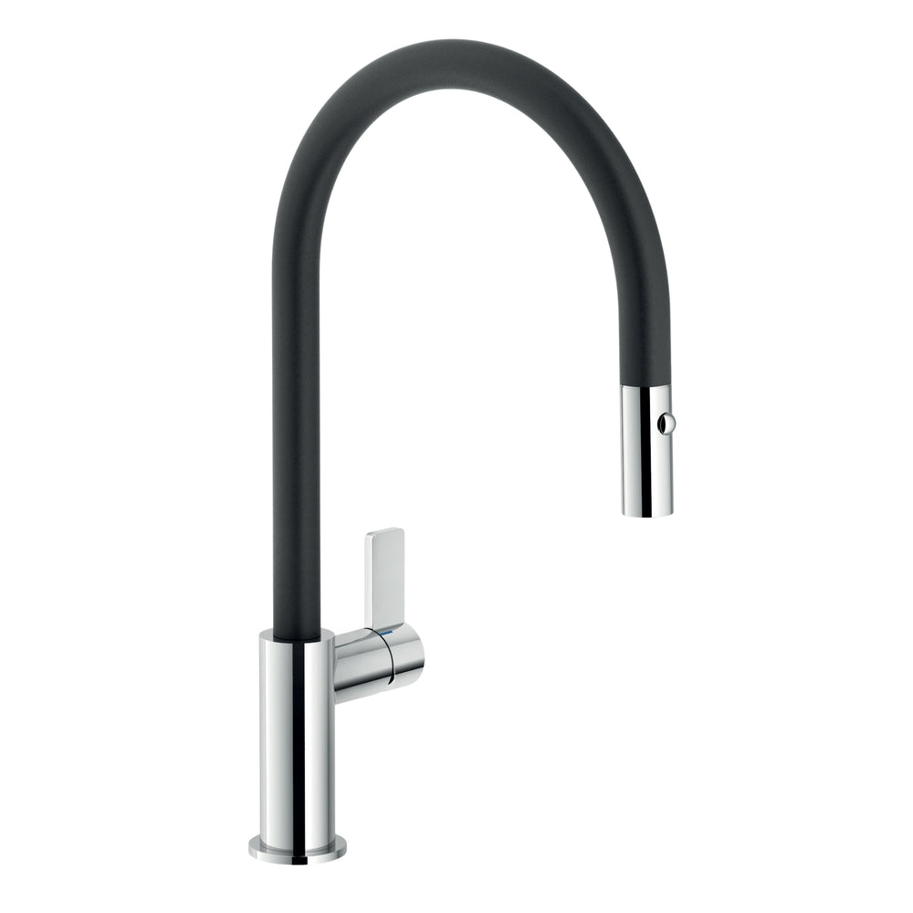 Nobili Flag J Pull-Out Spout Kitchen Tap in Chrome and Black