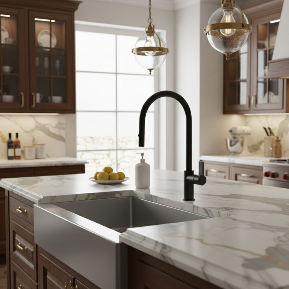 Nobili Flag J Pull-Out Spout Kitchen Tap in Matt Black Life Style