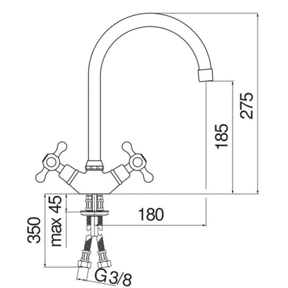 Nobili Grazia Traditional Style Kitchen Tap Dimensions