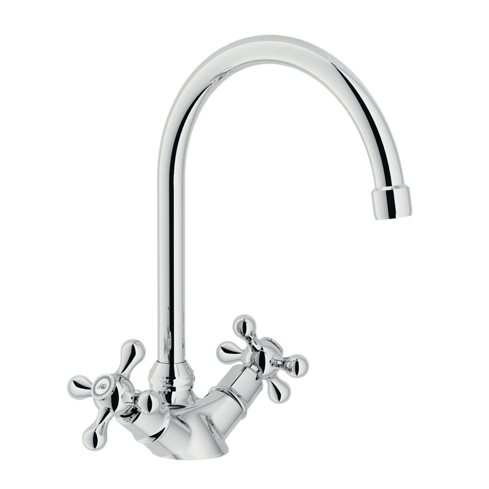 Italian Tap Nobili Grazia Kitchen Tap in Chrome with Crosshead Handles & Italian T ...