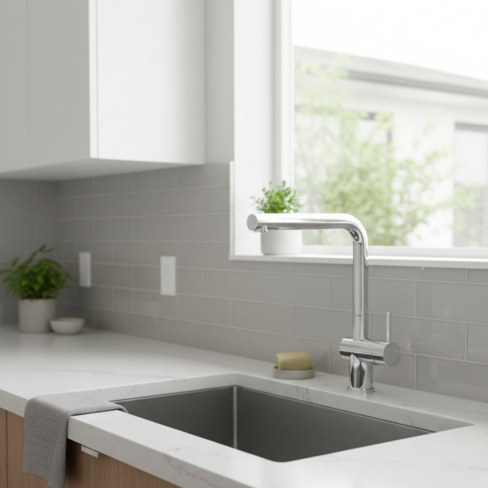 Nobili Live L Spout Kitchen Tap in Chrome Life Style