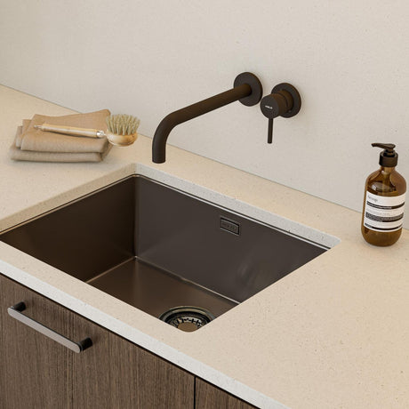 Nobili Live Wall Mounted Contemporary Kitchen Tap in Matt Black Life Style