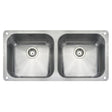 Rangemaster Alantic Classic Undermount Double Bowl Kitchen Sink For 1000mm Cabinet in Stainless Steel  Brushed