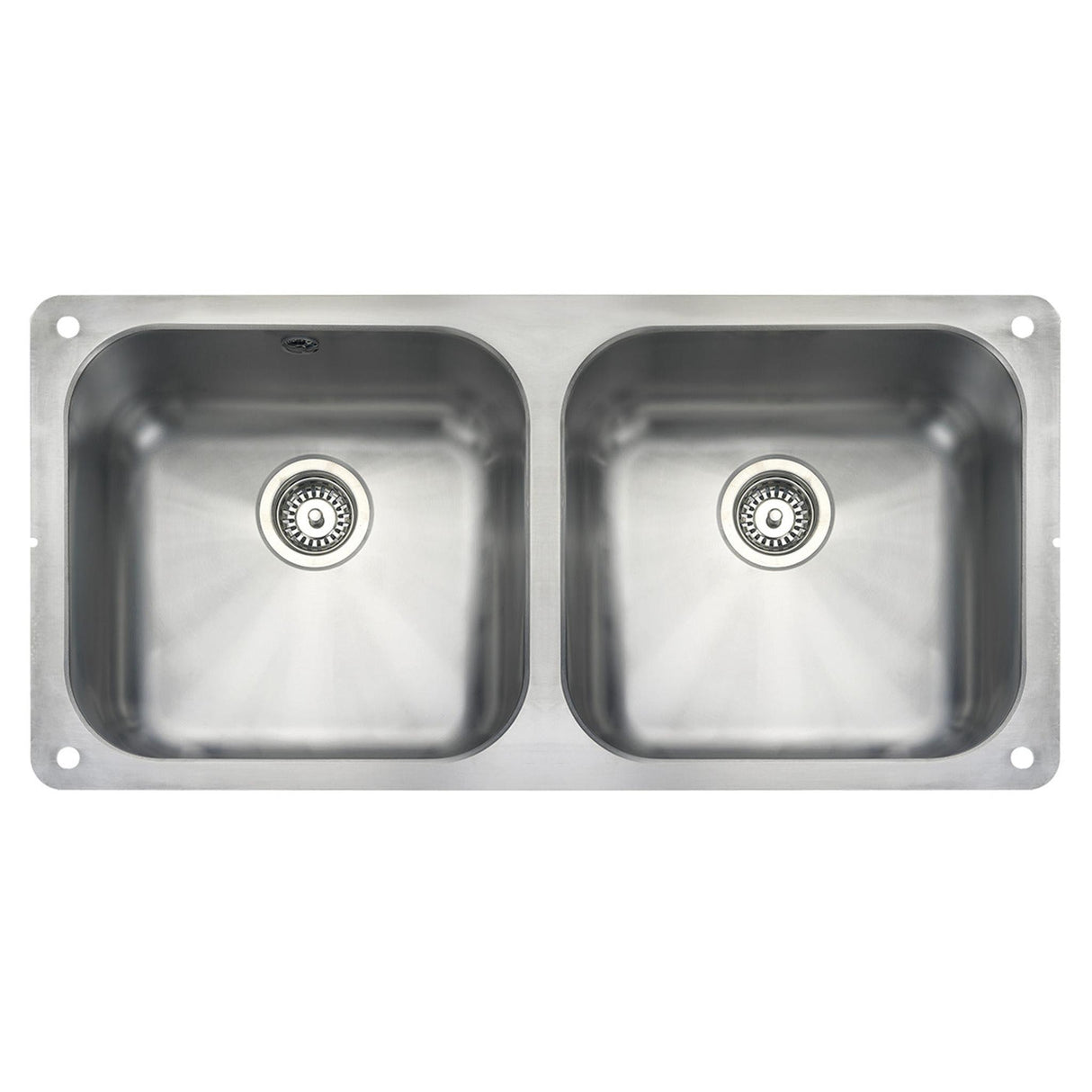 Rangemaster Alantic Classic Undermount Double Bowl Kitchen Sink For 1000mm Cabinet in Stainless Steel  Brushed