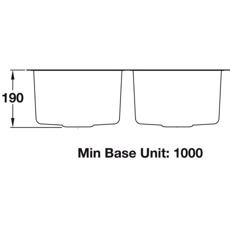Rangemaster Alantic Classic Undermount Double Bowl Kitchen Sink For 1000mm Cabinet in  Stainless Steel  Brushed 56564261 Dimension