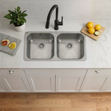 Rangemaster Alantic Classic Undermount Double Bowl Kitchen Sink For 1000mm Cabinet in Stainless Steel  Brushed Life Style