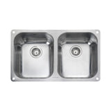 Rangemaster Alantic Classic Undermount Double Bowl  Kitchen Sink For 800mm Cabinet in Stainless steel  Soft Brushed 56564251