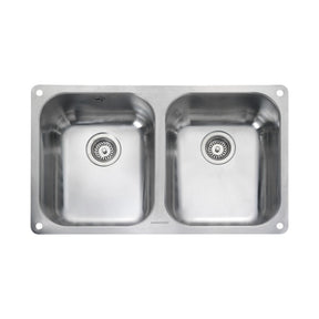 Rangemaster Alantic Classic Undermount Double Bowl  Kitchen Sink For 800mm Cabinet in Stainless steel  Soft Brushed 56564251