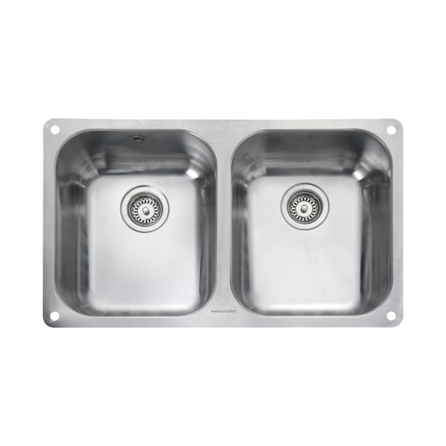 Rangemaster Alantic Classic Undermount Double Bowl  Kitchen Sink For 800mm Cabinet in Stainless steel  Soft Brushed 56564251